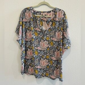 Philosophy Pink and Yellow Floral Blouse